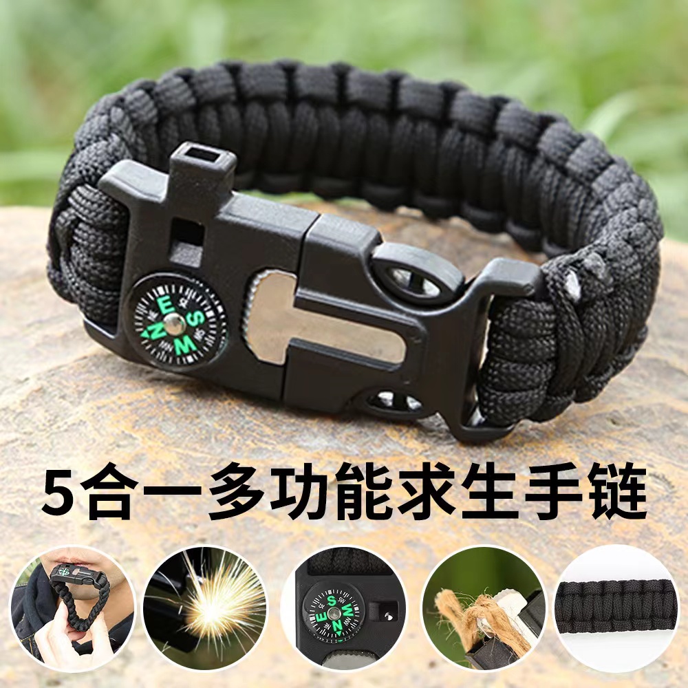 Survival Bracelet (Includes Compass, Flint, Emergency Whistle, and Paracord) The Ultimate Wilderness
